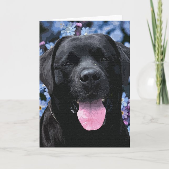 Tarjeta Perro recuperador de laboratorio negro (Anverso)