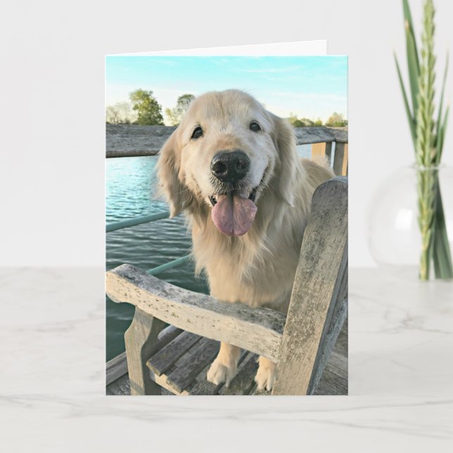 Tarjeta Perro recuperador de oro pensando en ti (Anverso)