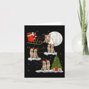 Tarjeta Perro Retriever Dorado De Mujeres Santa Trineo Vol