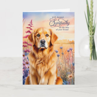 Tarjeta Perro Retriever Dorado de simpatía Prado de flores