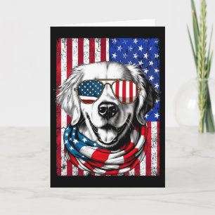 Tarjeta Perro Retriever Dorado del 4 de Julio Bandera Amer