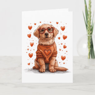 Tarjeta Perro Retriever Dorado Día de San Valentín