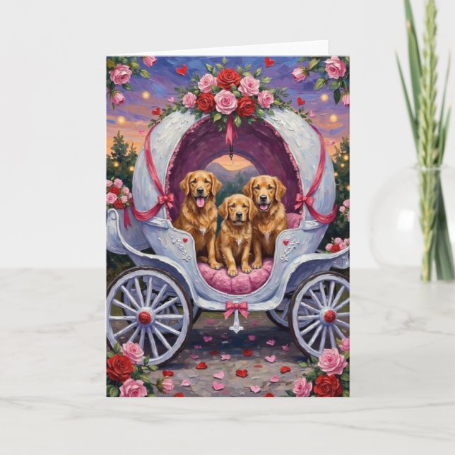 Tarjeta Perro Retriever Dorado Día de San Valentín  (Anverso)