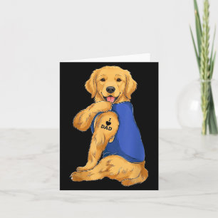 Tarjeta Perro Retriever Dorado Divertido Ama Papá Tatuaje