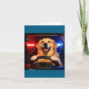 Tarjeta Perro retriever dorado divertido conduciendo meme 