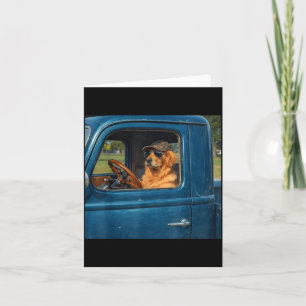 Tarjeta Perro retriever dorado divertido meme conduciendo