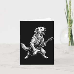 Tarjeta Perro Retriever Dorado Divertido Tocando Guitarra