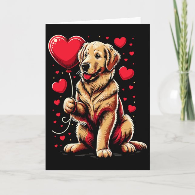 Tarjeta Perro Retriever Dorado Dueño de Perro Día de San V (Anverso)