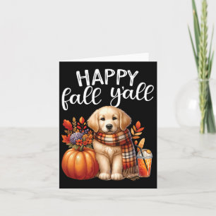 Tarjeta Perro Retriever Dorado Pumpkin Spice Feliz Otoño Y