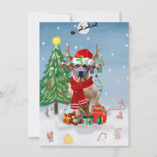 Tarjeta Perro Ridgeback de Rodesia en Navidad Regalo de Na (Anverso)