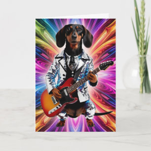 Tarjeta Perro Rojo Divertido Estrella de Rock