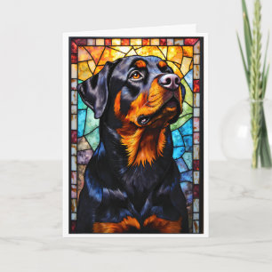 Tarjeta Perro Rottweiler estilo vidrio emplomado