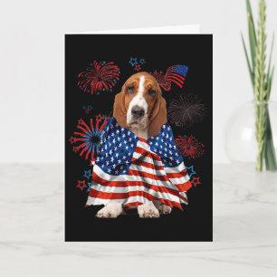 Tarjeta Perro sabueso americano bandera de EE. UU. 4 de ju