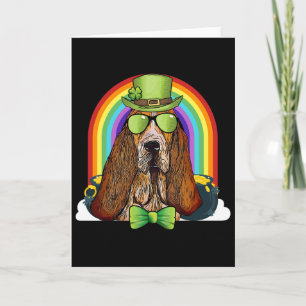 Tarjeta Perro sabueso duende divertido día de San Patricio
