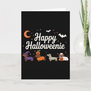 Tarjeta Perro salchicha bruja feliz Halloweenie lindo Hall
