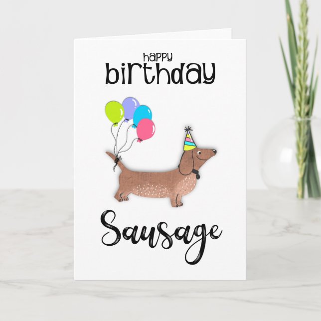 Tarjeta perro salchicha feliz de cumpleaños dachshund (Anverso)