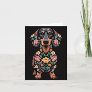 Tarjeta Perro salchicha floral Dachshund flores
