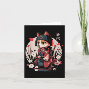 Tarjeta Perro Samurai japonés Tattoo Kawaii Ninja Dog