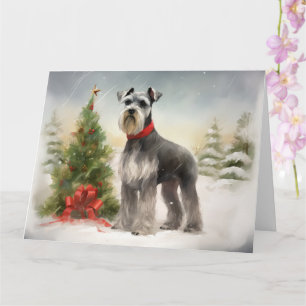 Tarjeta Perro Schnauzer en Navidades de nieve