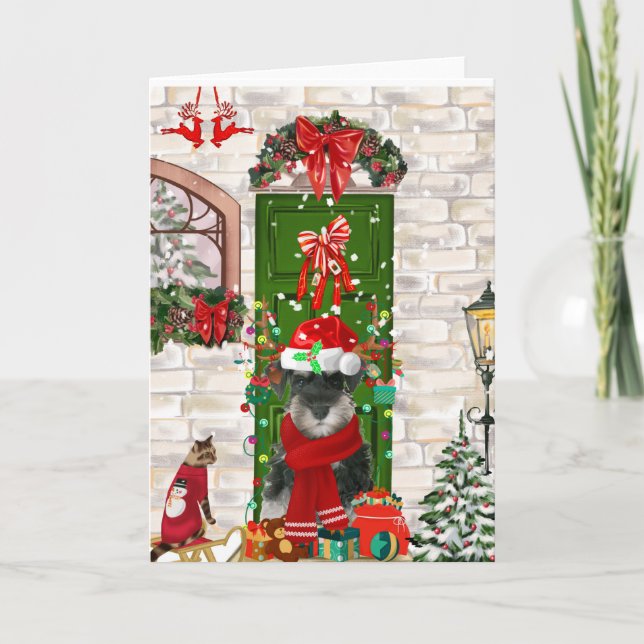 Tarjeta Perro Schnauzer Navidad  (Anverso)