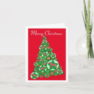 Tarjeta Perro Schnuazer Silueta Árbol de Navidad Rojo