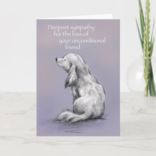 Tarjeta Perro sentado en la espalda, perdón por tu pérdida (Anverso)