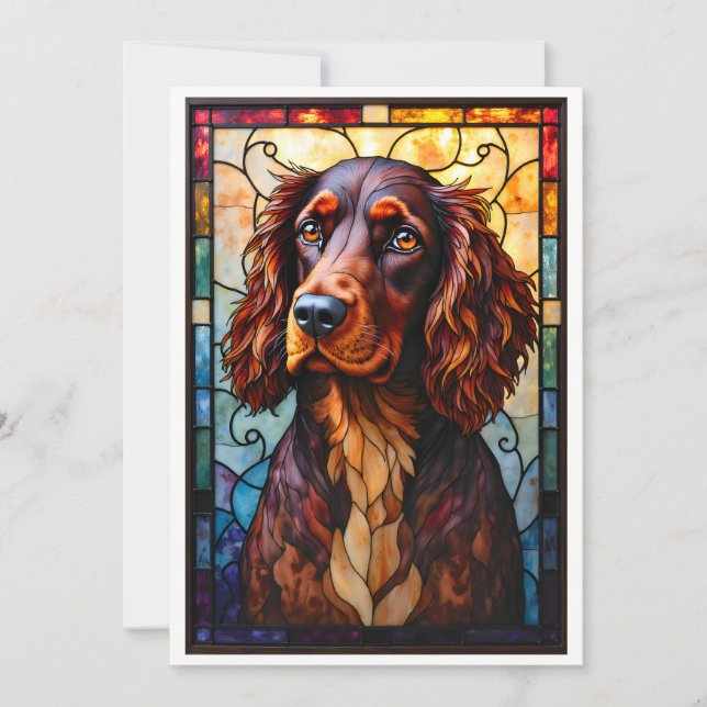 Tarjeta Perro Setter Spaniel de estilo vidrio emplomado (Anverso)