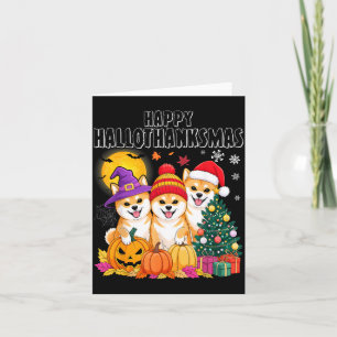 Tarjeta Perro Shiba Inu Halloween Navidad Hallothanksmas