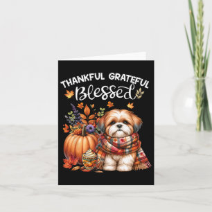 Tarjeta Perro Shih Tzu Agradecido Agradecido Bendito Otoño