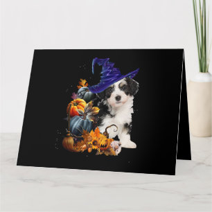 Tarjeta Perro Shih Tzu Bruja Y Calabazas Halloween Día de 
