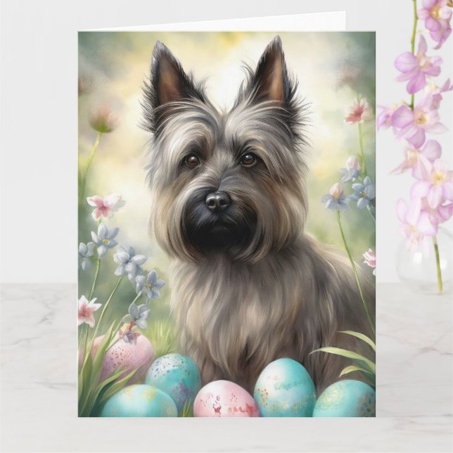 Tarjeta Perro Skye Terrier con huevos de Pascua de vacacio (Orquídea)