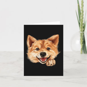 Tarjeta Perro Spitz Finlandés Mamá Papá Espiando Cachorro
