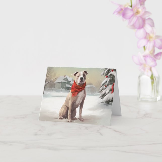 Tarjeta Perro Staffordshire en Estados Unidos en Navidades (Orquídea)