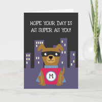 Perro superhéroe lindo con monograma cumpleaños
