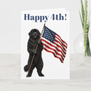 Tarjeta perro Terranova Feliz 4 de julio