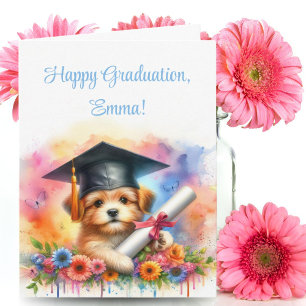 Tarjeta Perro Terrier Adorable Feliz Graduación