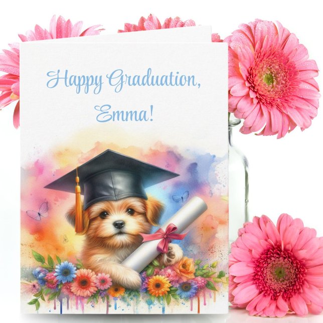 Tarjeta Perro Terrier Adorable Feliz Graduación  (Subido por el creador)