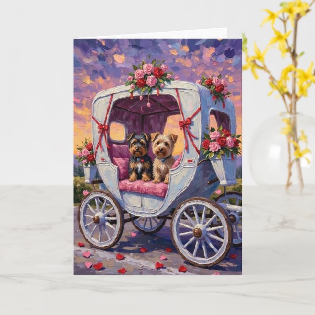 Tarjeta Perro Terrier Australiano Día de San Valentín  (flor amarilla)