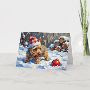 Tarjeta Perro Terrier Cairn Espirituoso Cavando para Navid