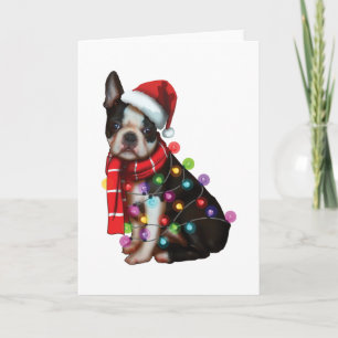 Tarjeta Perro Terrier de Boston Gracioso Regalos navideños