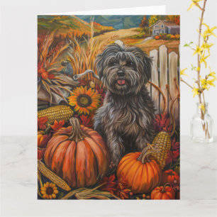 Tarjeta Perro Terrier Tibetano Cosecha de Otoño Día de Acc