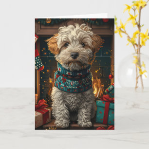 Tarjeta Perro Terrier Trigo Con Regalos De Navidad Chimene