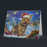 Tarjeta Perro terrorífico australiano en Navidades de Niev<br><div class="desc">Perro en Sleigh cabalgando por la nieve,  Navidades regalan idea para los amantes del perro.</div>