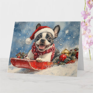 Tarjeta Perro terrorífico de Boston con mangas y Navidades