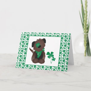 Tarjeta Perro Trébol de Cuatro Hojas Verde
