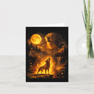 Tarjeta Perro vintage luz de luna divertido labrador aulla