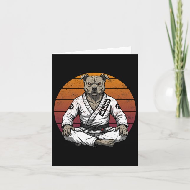 Tarjeta Perro virgen divertido Jiu Jitsu Retro Grappl (Anverso)