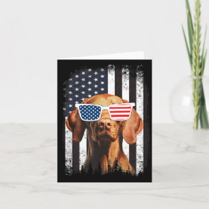Tarjeta Perro Vizsla Bandera Americana Gafas De Sol 4 De J
