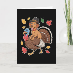 Tarjeta Perro Vizsla Peregrino Lindo Montando Pavo Mujeres