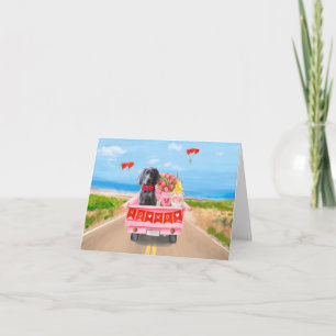 Tarjeta Perro Weimaraner Camión de Corazones Día de San Va